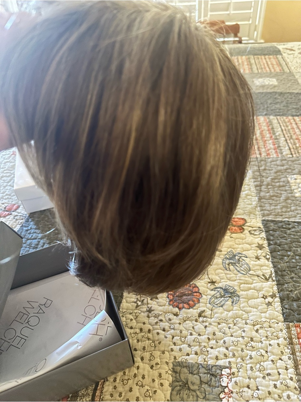 Short Layered Synthetic Wig in Light Brown with Highlights